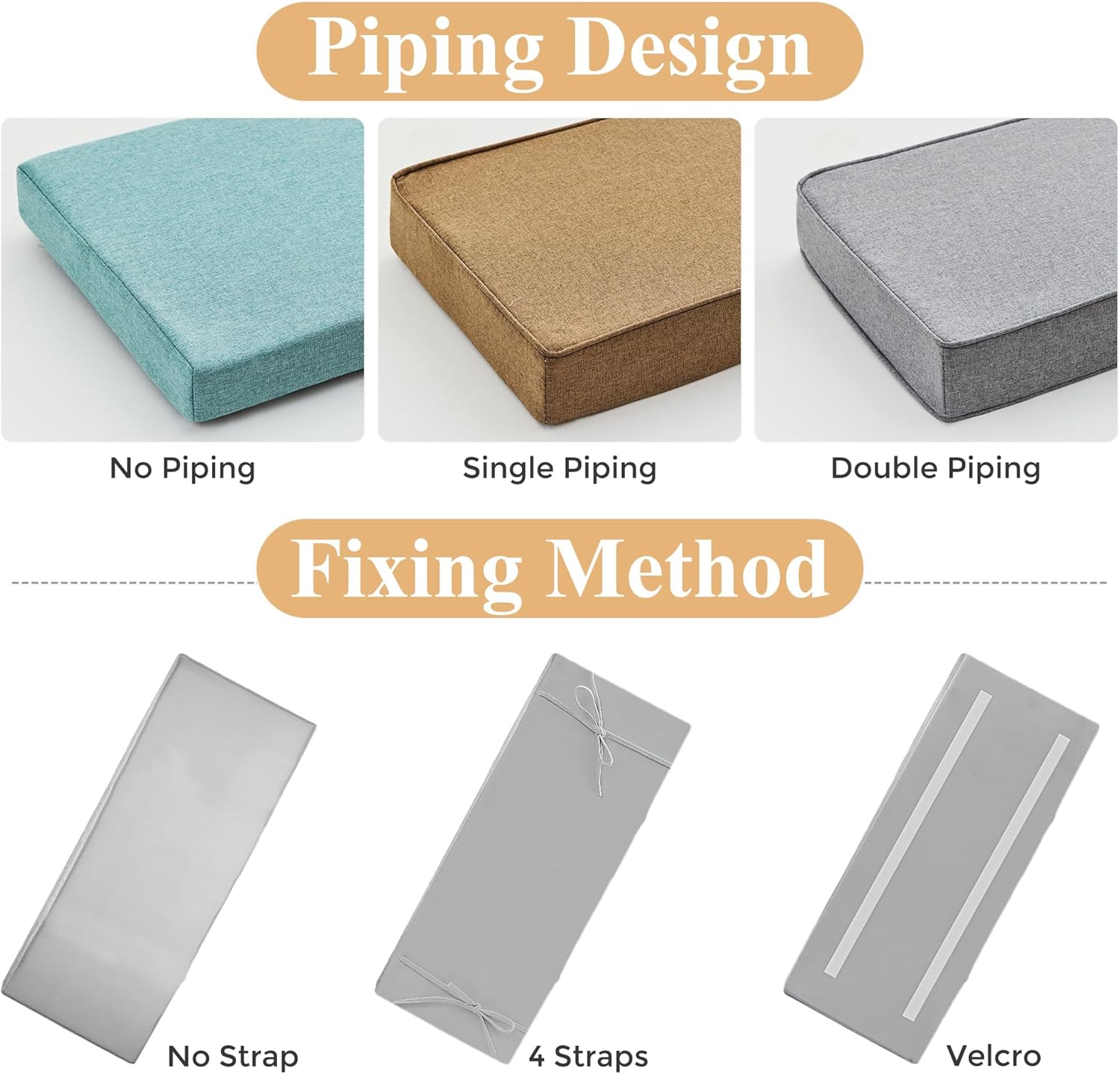 Waterproof Custom Size Bench Cushions for Indoor Outdoor Furniture, Bay Window Seat Cushions Indoor, Custom Cushions for Breakfast/Reading Bench Nook/Dining Entryway Mudroom Bench, Anti-Slip/Scratch