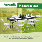 EconoHome Black 6ft Folding Table with Handle | Heavy-Duty Foldable Table | Portable Table for Indoor & Outdoor Use | Perfect for Events, Camping, Parties, Dining & More