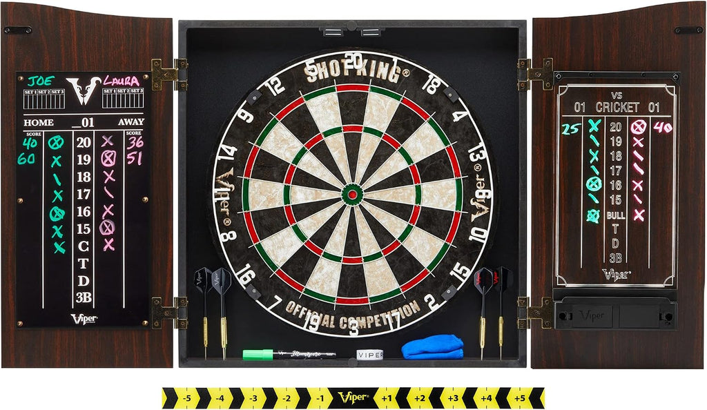 Viper by GLD Products Vault Deluxe Dartboard Cabinet with Shot King Sisal Dartboard and Illumiscore Scoreboard, Wood