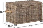 SAFAVIEH Home Collection – Salim Grey Rattan Storage Trunk with Handles, Woven Wicker Storage Chest for Living Room, Bedroom or Den, Fully Assembled (SEA7019A)