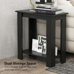 GOFLAME 24” Side Table, 2-Tier Rectangular End Table with Storage Shelf, Multipurpose Night Stand for Bedroom, Living Room, Black