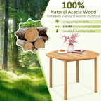 Tangkula 39.5" Round Outdoor Dining Table for 4, Acacia Wood 4-Person Large Patio Dining Table, Farmhouse Indoor Outdoor Dining Furniture for Deck, Garden, Poolside & Backyard