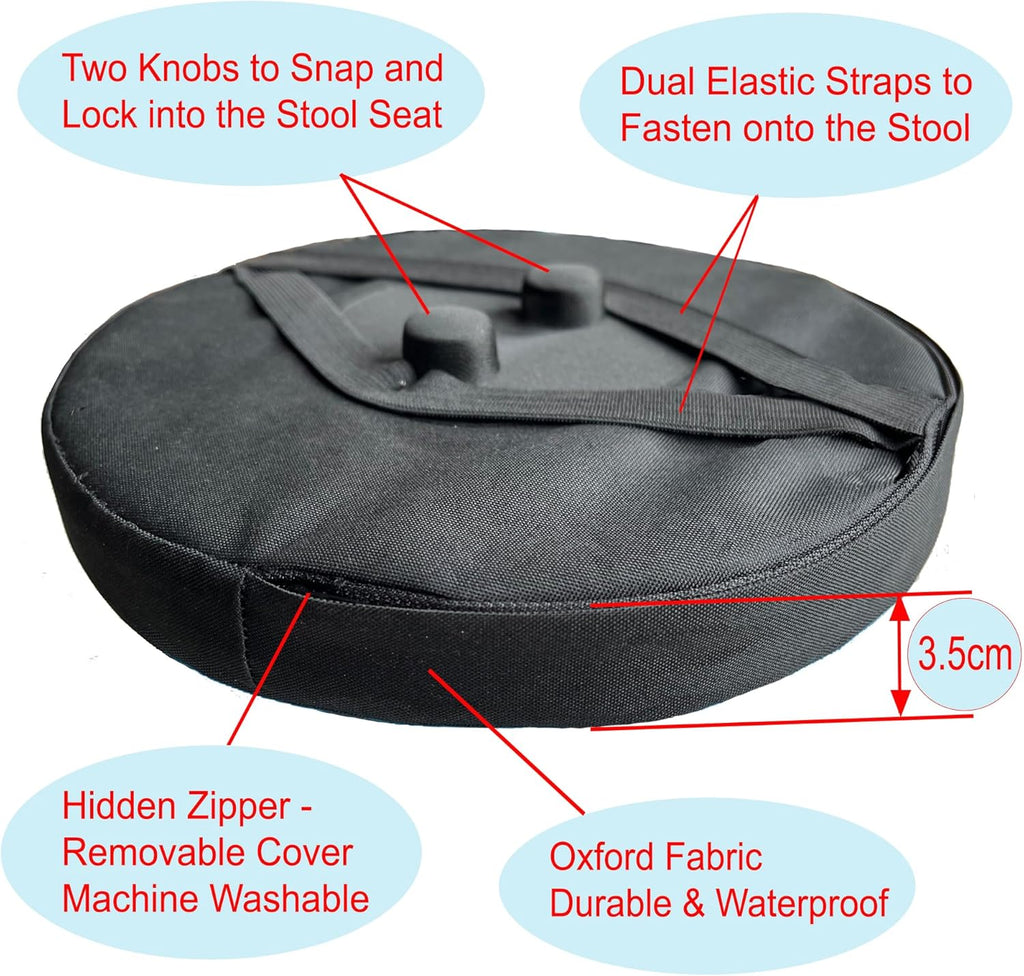 Outward Gear Collapsible Stool Cushion (Exclude Stool) for Retractable Folding Stools, Original & Authentic Telescopic Stool Seat Cushion with Thickened Premium Soft Foam (Round 2-Pack)