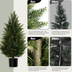 Vitalismo Artificial Topiary Cedar Trees 3FT Tall 2 Set, Outdoor Indoor Faux Pine Shrubs Plants, Realistic Fake Plants Front Porch Decor, Artificial Bushes Cypress for Home Front Door Offices