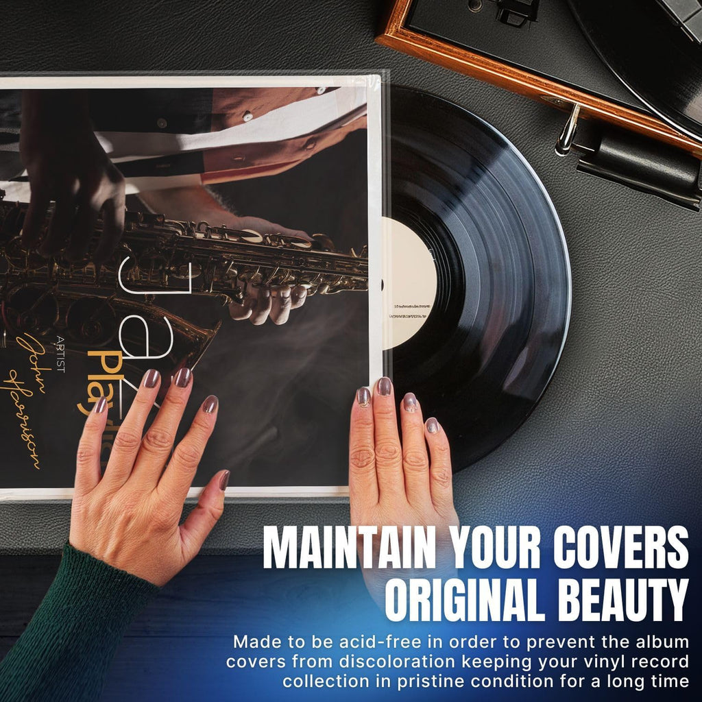 TNP 50 Vinyl Outer Sleeves Cover - Thick 3 Mil Vinyl Record Album Protective Sleeves 12.75" x 12.75" - Crystal Clear Plastic Record Sleeve for Single & Double LP Album Covers Storage Collection
