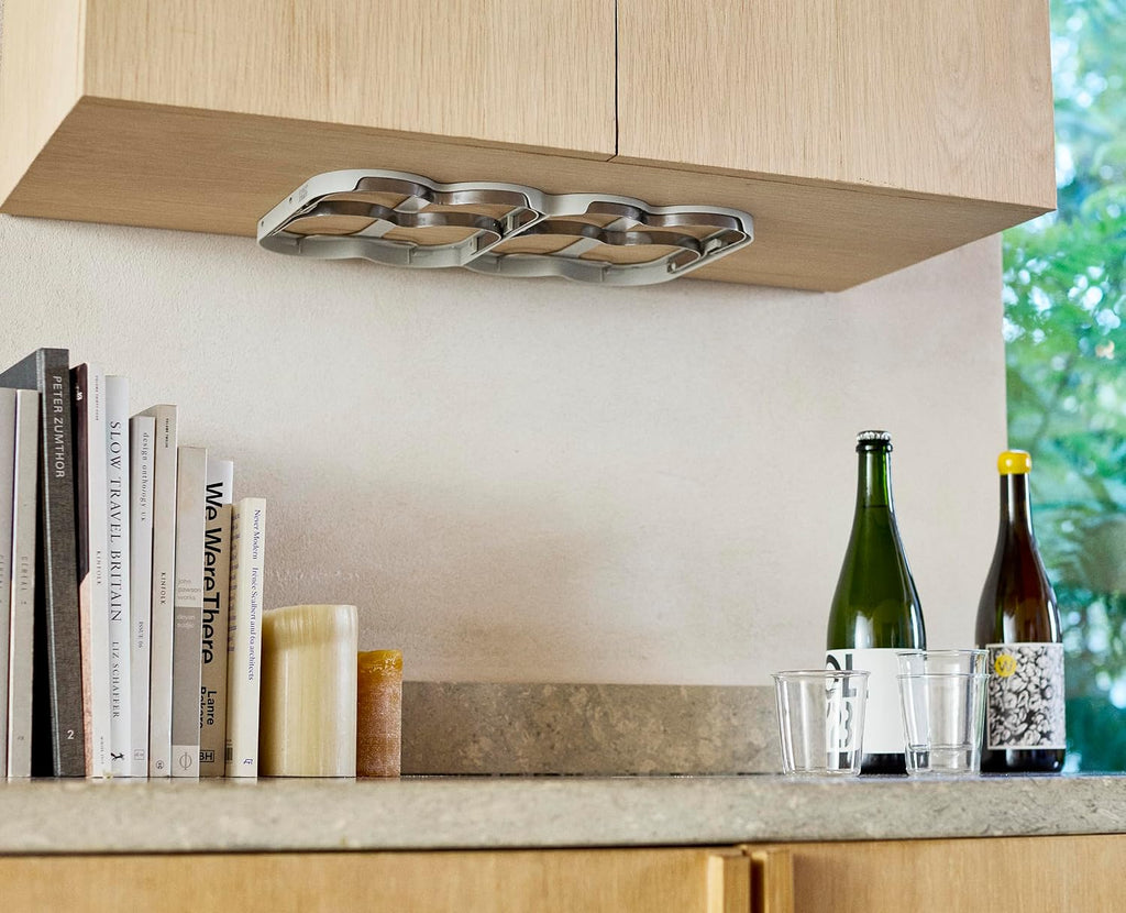 Joseph Joseph Cradle Wine Bottle Organizer, Under Cabinet Mount, Folding Steel Rack, Holds 4 Bottles