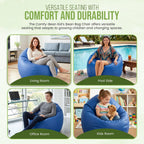 Marine Vinyl Small Bean Bag Chair - Portable Setting Lounger for Boats, Patios & Pools - w/Polystyrene Beads and CertiPUR Foam Filled Toddler Chair for Teens and Kids, 31"x 33"x 20", Gray, 15lbs