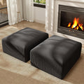 2 Square Cloud Footstool for Living Room, No Assembly Modular Corduroy Convertible Seat, Modern Boneless Style Sofa Accessory for Lounge or Bedroom