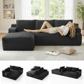 Modular Sectional Sofa Couches, 96" L-Shaped Cloud Boneless Couch with Left Chaise Lounge & Side Pockets for Living Room | No Assembly Required | Corduroy Fabric, Black