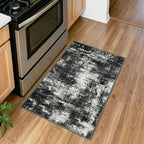 Lansny Abstract Small Area Rug 2x3 Entryway Rugs Washable Door Mat Entrance, Non Slip Kitchen Rugs, Rubber Backed Throw Rug Printed Faux Wool Floor Carpet for Front Door Foyer Entry Sink, Black Grey
