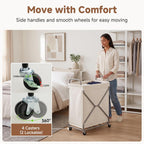 StorageWorks 2-Section Laundry Basket with Wheels, 160L Laundry Hamper with Removable Bag and Handles, Laundry Sorter Cart for Storage and Organizer, Beige