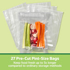 FoodSaver Pint Pre-Cut Vacuum Seal Bags, Easy Use Vacuum Storage Bags, Align to Seal and Tear to Open Vacuum Sealer Storage Bags, 108 Pack