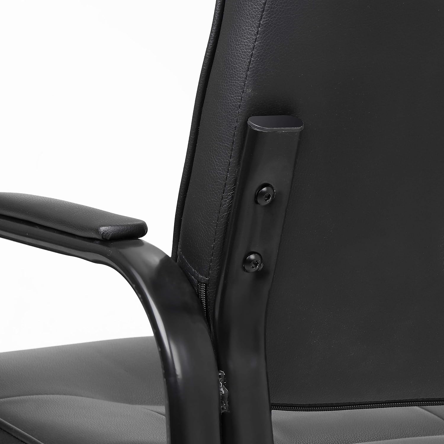 SUPER DEAL Office Guest Chair Bonded Leather Executive Side Chair Reception Chair with Solid Metal Frame Home Office Furniture, Set of 4, Black
