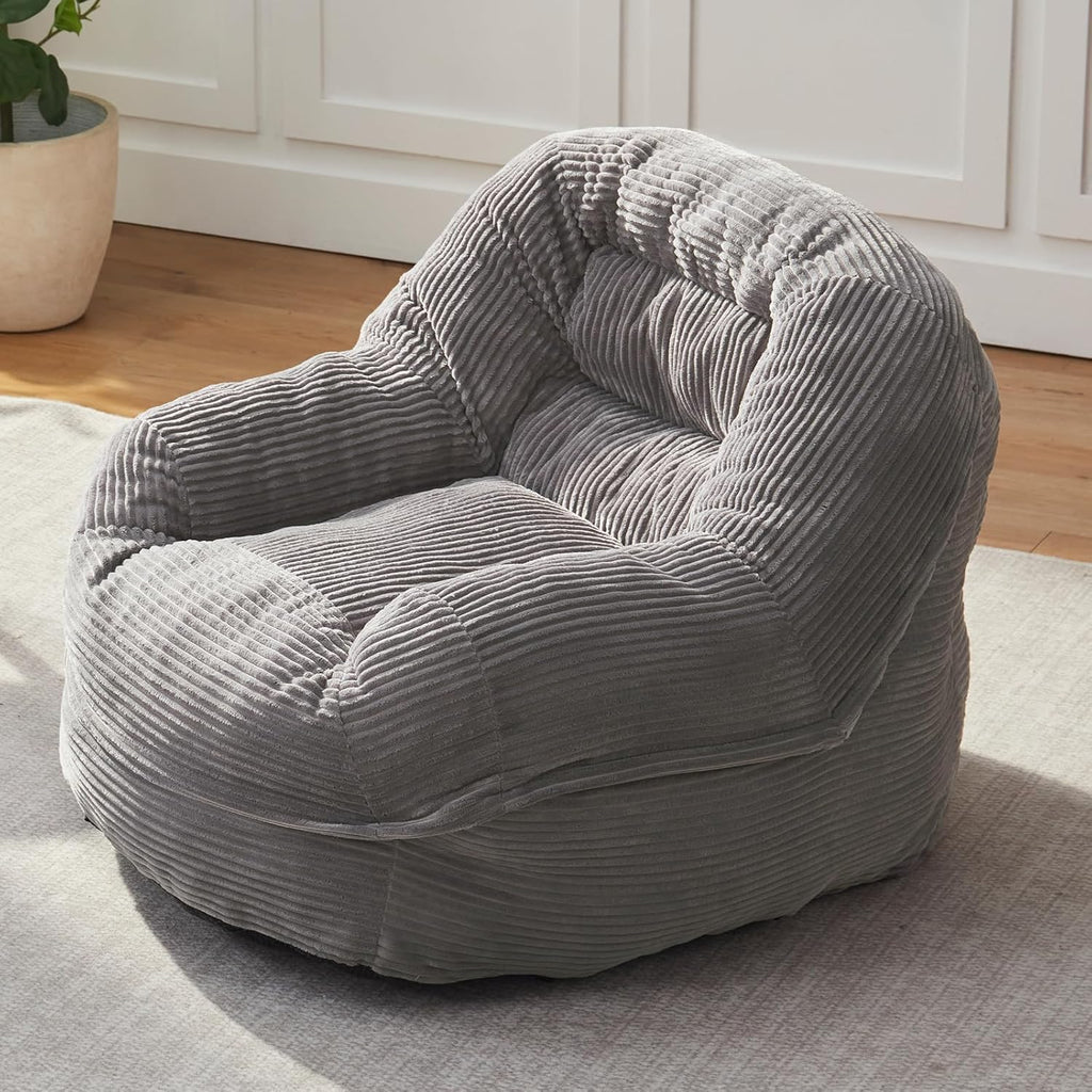 EBENCHICO Giant Bean Bag Chair for Adults and Teens, Corduroy Large Bean Bag Chairs with Armrests, Adult BeanBag Sofa Couch Chairs with Filler, Comfy Reading Chair Floor Sofa for Gaming, Napping