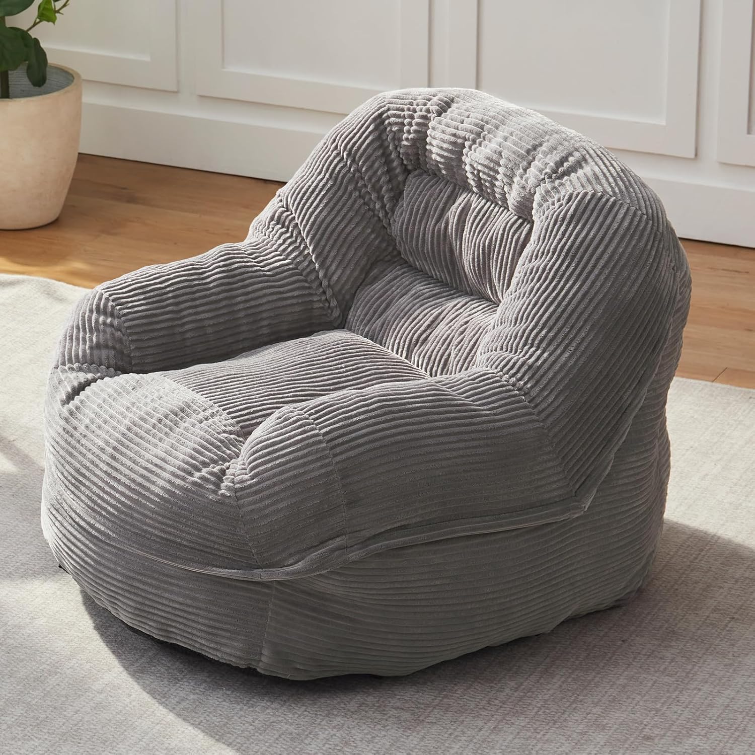 EBENCHICO Giant Bean Bag Chair for Adults and Teens, Corduroy Large Bean Bag Chairs with Armrests, Adult BeanBag Sofa Couch Chairs with Filler, Comfy Reading Chair Floor Sofa for Gaming, Napping