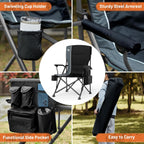TIMBER RIDGE Oversized Folding Camping Chair High Back Heavy Duty for Adults Support up to 500lbs with Cup Holder, Side Pocket Cooler Bag