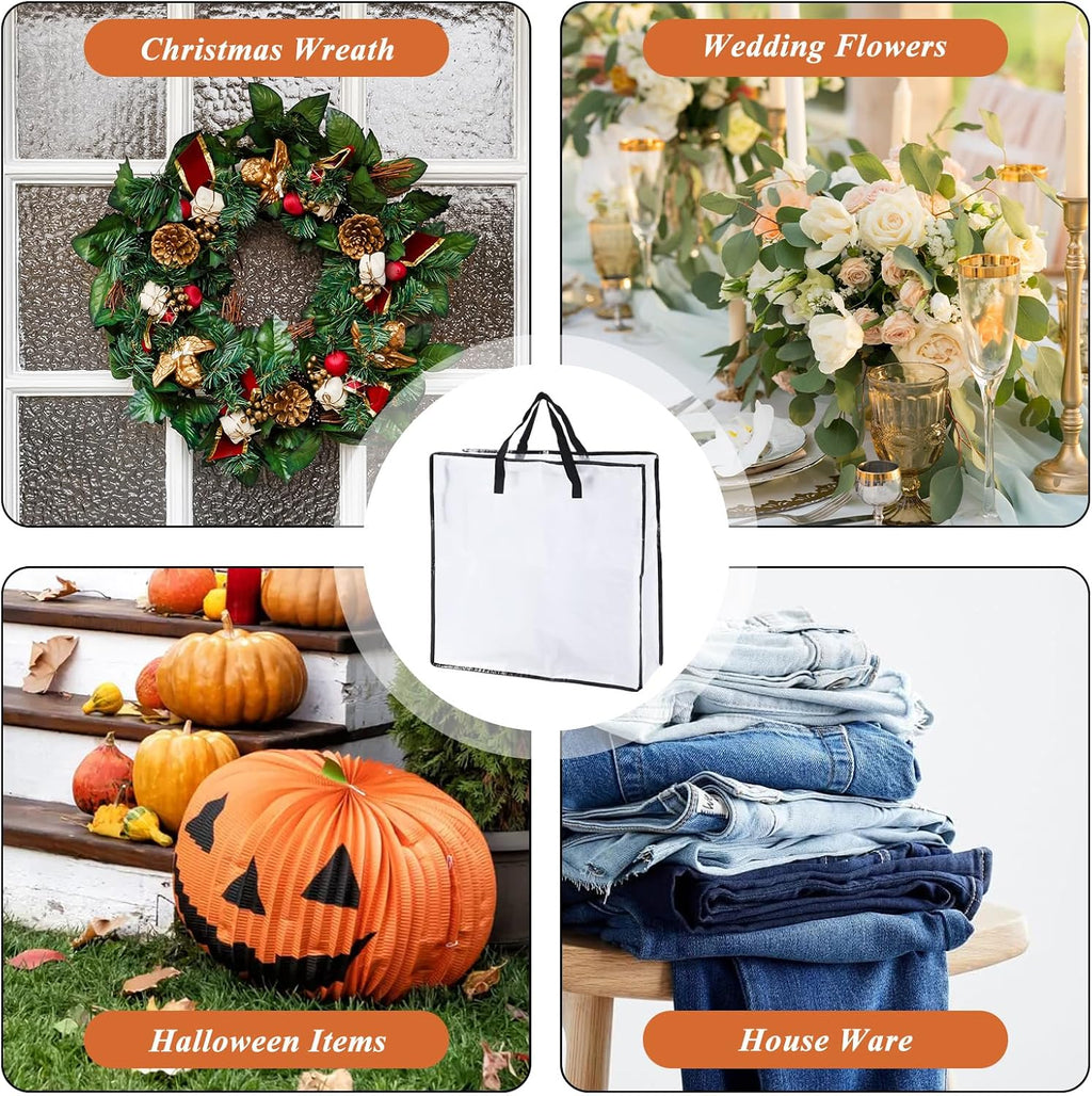5 Pack Wreath Storage Bag 26x9 Inch Christmas Wreath Storage Container with Zipper and Handles, Underbed Wreath Storage Organizer for College Clothes Pillow Bedding Christmas Wreath