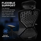 RESPAWN SPIRE Ergonomic Office Chair with Lumbar Support, Headrest, Adjustable Arms and Cooling Gel Seat Cushion, Comfy Breathable Mesh Seat for Home Office, High Back Reclining Gaming Chair - Black