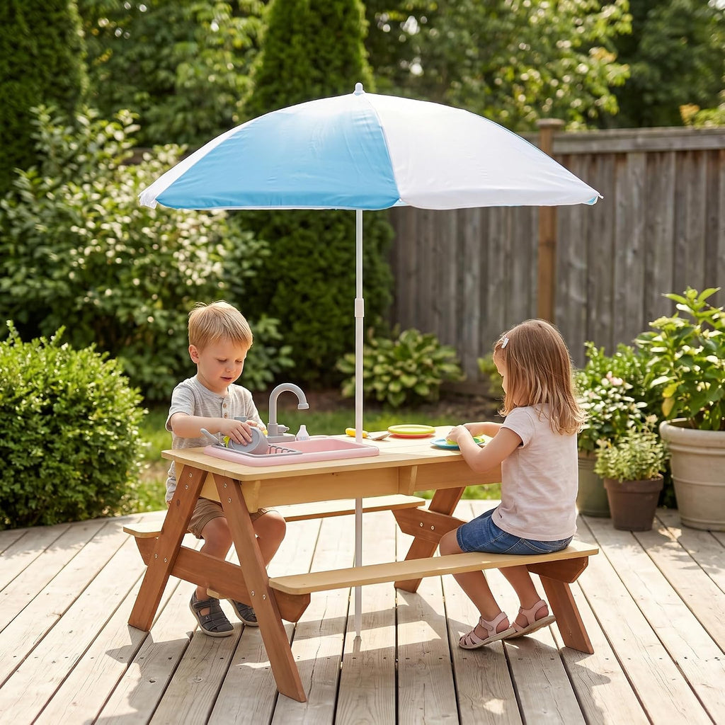 Natural Wood Kids Patio Chair, Non-Toxic Water-Based Paint Playroom Chair, Easy Assembly Anti-Tipping Chair for Ages 3-10,A4