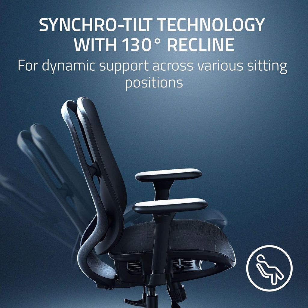 Razer Fujin Mesh Ergonomic Gaming Chair: Ultra-Durable & Breathable - 130 Degree Recline - Adjustable Lumbar Support - 3D Padded Armrests - Premium Frame - Sturdy Build