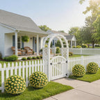 26" Artificial Yellow Boxwood Topiary Ball Tree with Ground Spike, Set of 2 Fake Fall Boxwood Bushes Shrubs Outdoor, UV Resistant Faux Greenery Trees Ball for Outdoor Front Porch Garden Decor