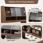 roomfitters 69" Kitchen Pantry Organizers and Storage Kitchen Cabinet with Extendable Dining Table and Coffee Bar, Walnut