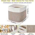 3Pack Cube Storage Bins,Square Storage Baskets for Christmas Decorative,Foldable Trunk organizer for Car,11Inch Durable Cotton Rope Woven Storage Basket for Organizing-Brown Basket for Shelves,Camping