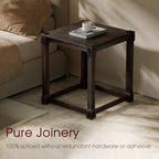 Vintage Aged Solid Wood Side Table Mortise and Tenon Construction Wear-Resistant Top Sturdy Legs Accent Table for Living Room Bedroom 20"×22"×22"