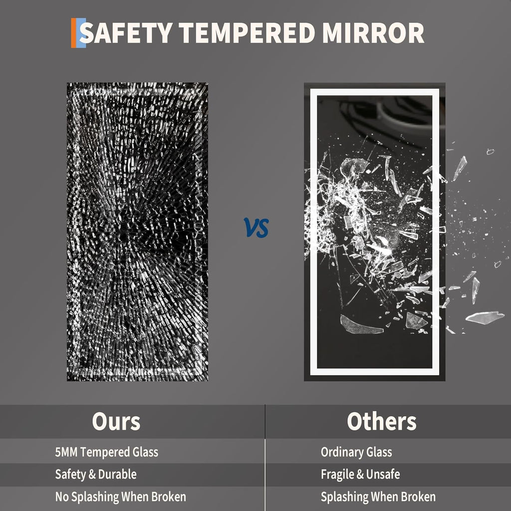 GarveeHome 60x36 Inch LED Bathroom Mirror with Lights, Dimmable Backlit & Frontlit Vanity Mirror, Anti-Fog, Shatterproof, 3X Magnification, Rectangular Wall Mounted Smart Mirror for Bathroom