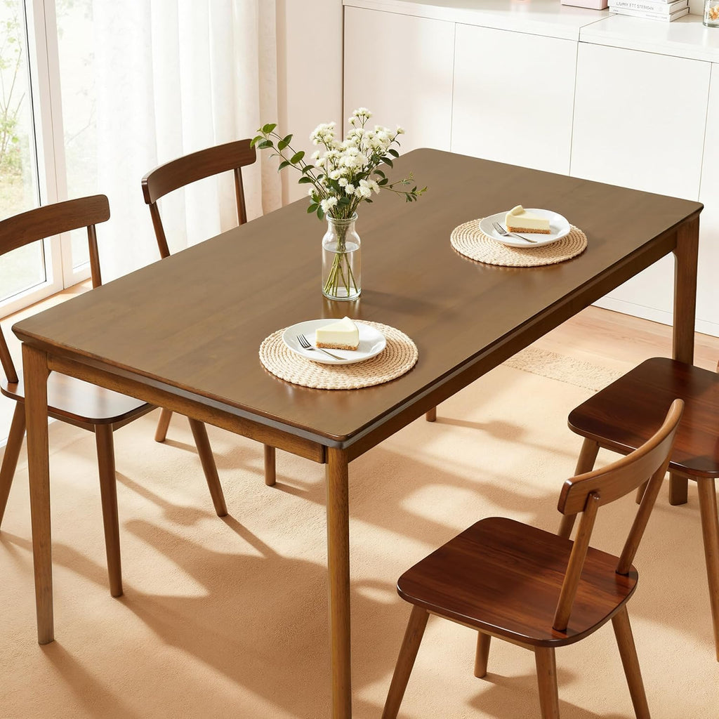 Hokway Small Dining Table, 43 Inch Rectangular Solid Wood Kitchen Table for Small Space, Easy Assembly, Dining Room Table for Home, Apartment, Office, Walnut