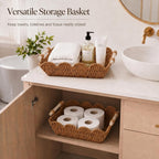 Coeusy 2 Pack Gift Basket, Cute Scalloped Basket with Handles, Decorative Basket for Display,Snack,Shelves, Natural