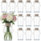 Mason Jar Glass Vases 12 Pack, Clear Wedding Centerpiece Vases | Rustic Farmhouse Style, Boho Decor, Bud Vase Design, Home Table Decoration, Party Decor, Vintage Display, Floral Arrangement