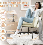 GarveeHome Nursery Rocking Chair, Upholstered Chenille Glider Rocker Chair, Modern Armchair With Wood Legs, Indoor Comfy Accent Chair Nursing Chairs Holds Up to 350 LBS for Living Room, Bedroom, Beige