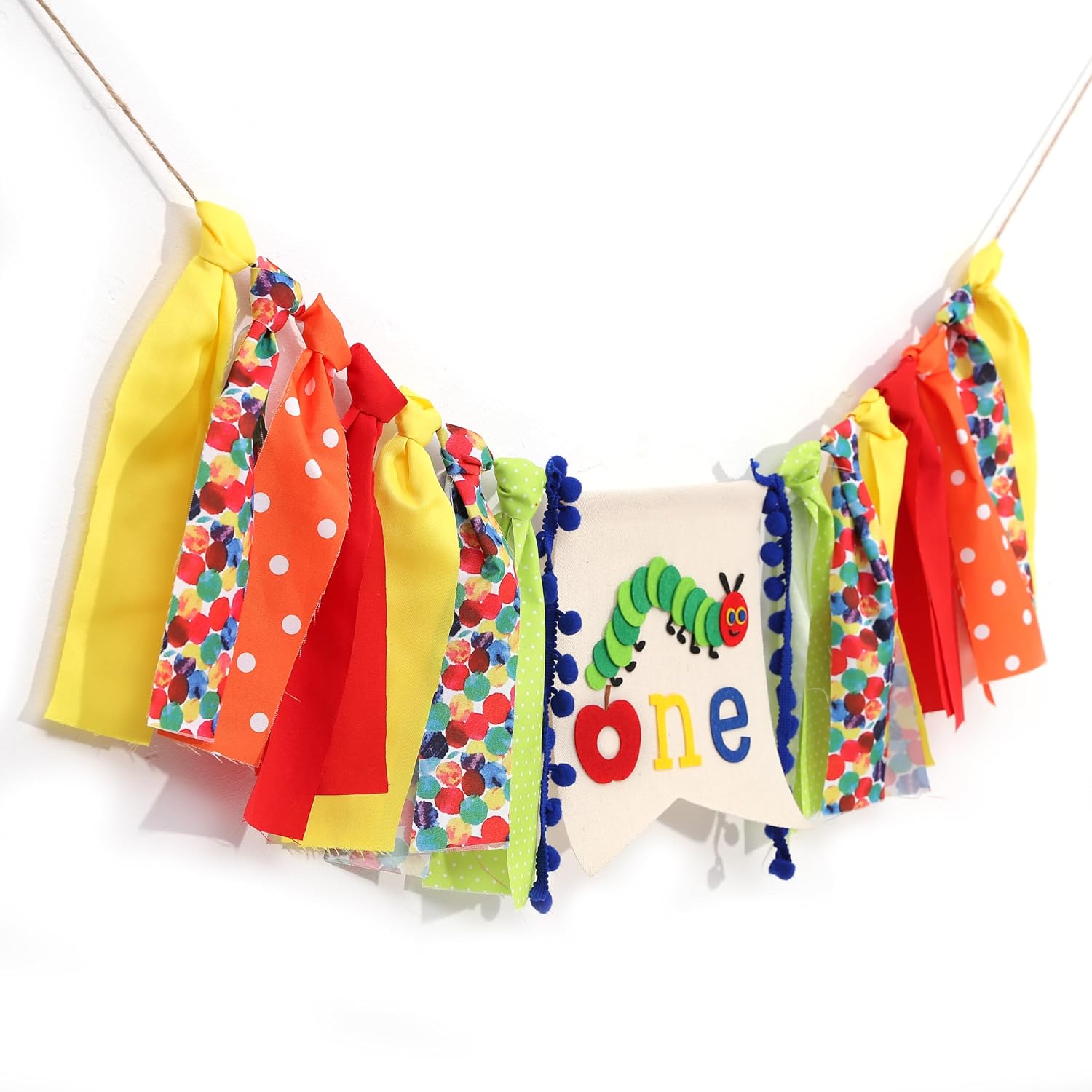 Caterpillar One High Chair Banner - Funny 1st Birthday Decorations,Hungry Caterpillar Colorful Ribbon Banner,First Fruit Birthday Highchair Garland,Colorful Cake Smash Party Photo Props