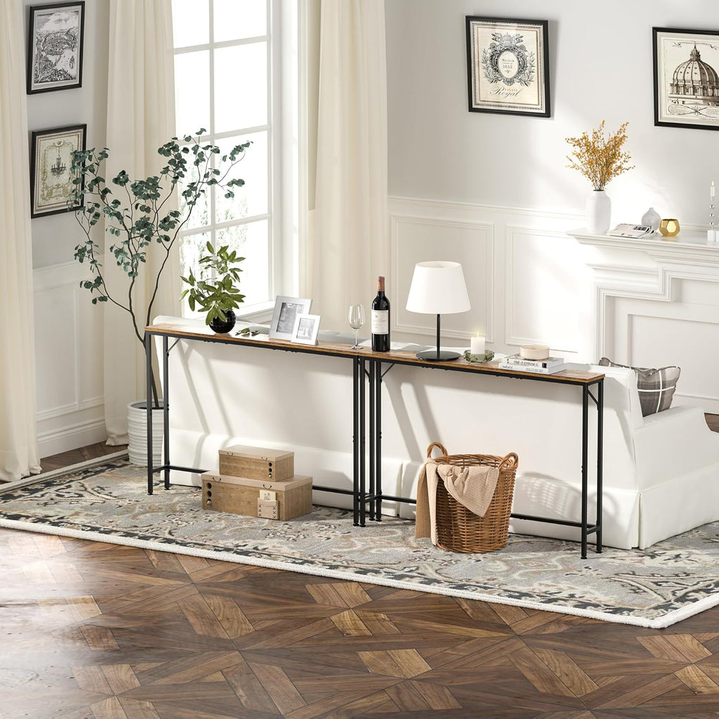 47.2" Console Table, Narrow Entryway Table, Skinny Sofa Table, Behind CouchTable, Long Skinny Table, DisplayTable for Entryway, Living Room, Foyer, Corridor, Office, Rustic Brown