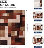 YIHOUSE Brown Modern 5x7 Area Rugs for Living Room, Washable Geometric Patchwork Rug for Bedroom Playroom Non Slip Low Pile, Southwestern Rustic Throw Carpet for Entryway Home Office