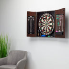 Viper by GLD Products Vault Deluxe Dartboard Cabinet with Shot King Sisal Dartboard and Illumiscore Scoreboard, Wood