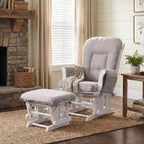 ANMINY 5pcs Glider Rocker Replacement Cushions Set - Thickened Glider Rocking Chair Cushions with 29.5 inch High Backrest & Side Pockets for Indoor Nursery, Washable & Non Slip, Beige