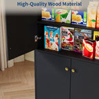 Garvee Kitchen Pantry Cabinet, 68'' Pantry Storage Cabinet with 4 Doors and 4 Adjustable Shelves, Wooden Freestanding Cupboard for Kitchen, Dining Room and Living Room, Black