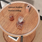 Rolling Side Table with Wheels, 2-Tier Round End Table for Small Spaces, Mobile Nightstand with Storage Shelf, Sofa Side Table for Living Room & Bedroom(Brown,40cm)