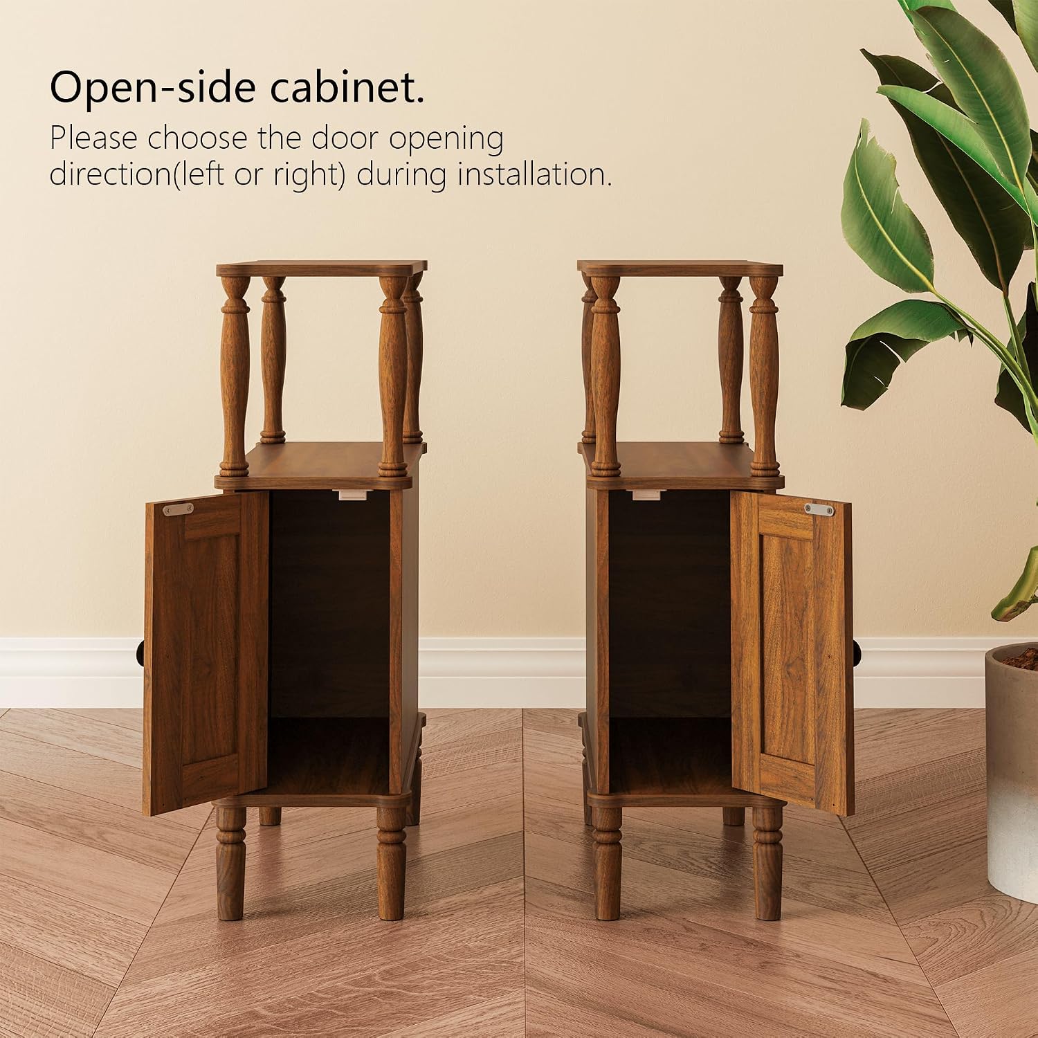 Veegle Narrow Nightstand,Mid-Century Modern Nightstand with Storage, Skinny End Side Table for Bedroom and Living Room(Walnut Brown)