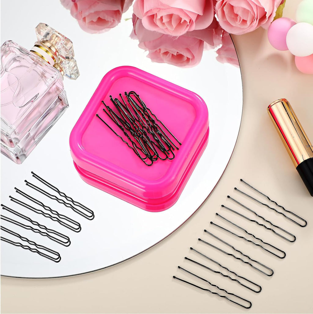 Tellegloww 1 Pcs Magnetic Bobby Pin Holder Square Paper Clip Holder Magnetic Hairpin Storage Box Sewing Pincushion Hair Clip Collector for Desk Vanity Sewing DIY Project (Pink)
