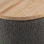 Storage Ottoman - Teddy Fabric Upholstered Ottoman with Wood Top for Living Room, Dorm, or Apartment - Ottomans with Storage by Lavish Home (Dark Gray)