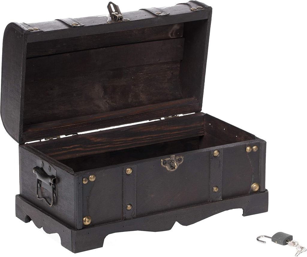 Vintiquewise Small Pirate Style Wooden Treasure Chest (Chest with Padlock) (QI003026.p)