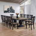 Kings Brand Furniture Alleyton 11-Piece Dining Table Set for 10, Extendable Kitchen & Dining Room Set with 2 Butterfly Leaves & 10 Chairs, Charcoal & Oak Finish