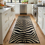 Zebra Print Runner Rug 2x6ft Vintage Animal Print Rug Runners, Bohemian Zebra Striped Runner Rugs Washable Non-Slip Carpet for Hallways Entryway Kitchen Modern Home Decor