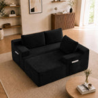 Boneless Couch Comfy Sectional Couches for Living Room,U Shaped Modular Cloud Couch Sofa, Minimalist Modular Sectional Sofa with Deep Seat (Black, 96" L Shaped with Right Facing Chaise)