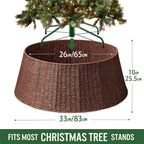 Hommtina Christmas Tree Collar- 33",Christmas Tree Base Christmas Basket Collar for Home, Living Room,for Covering Tree Stand (Brown3, 33 in)