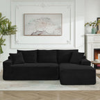 95" L-Shaped Cloud Sectional Couch, Right Facing Modular Compressed Boneless Sectional Sofa with Chaise Lounge, Plush Corduroy Boneless Corner Sofa for Living Room