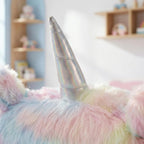 Cute Fuzzy Kids Chair Funny Rolling Study Desk Chair Colorful Girls Vanity Swivel Chair with White Foot